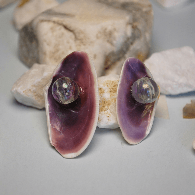 SHELL PEARL EARRINGS – different textures, sizes and colors available