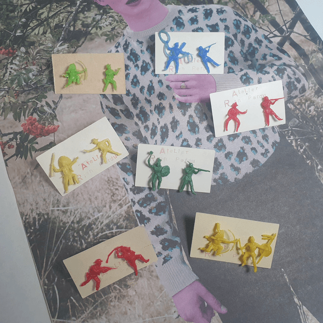 MINI FIGURINE STUD EARRINGS –  different colors available